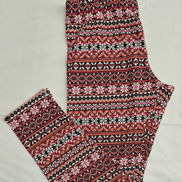 No Boundaries Christmas Fair Isle Ankle Leggings XL 15-17 Red Holiday Print NWT - Picture 1 of 3